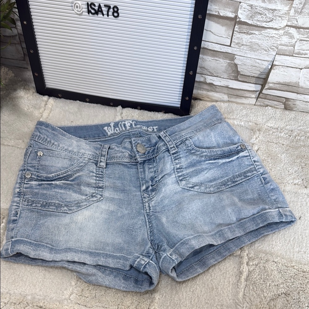 WALLFLOWER Cuffed hem Denim 9 Shorts